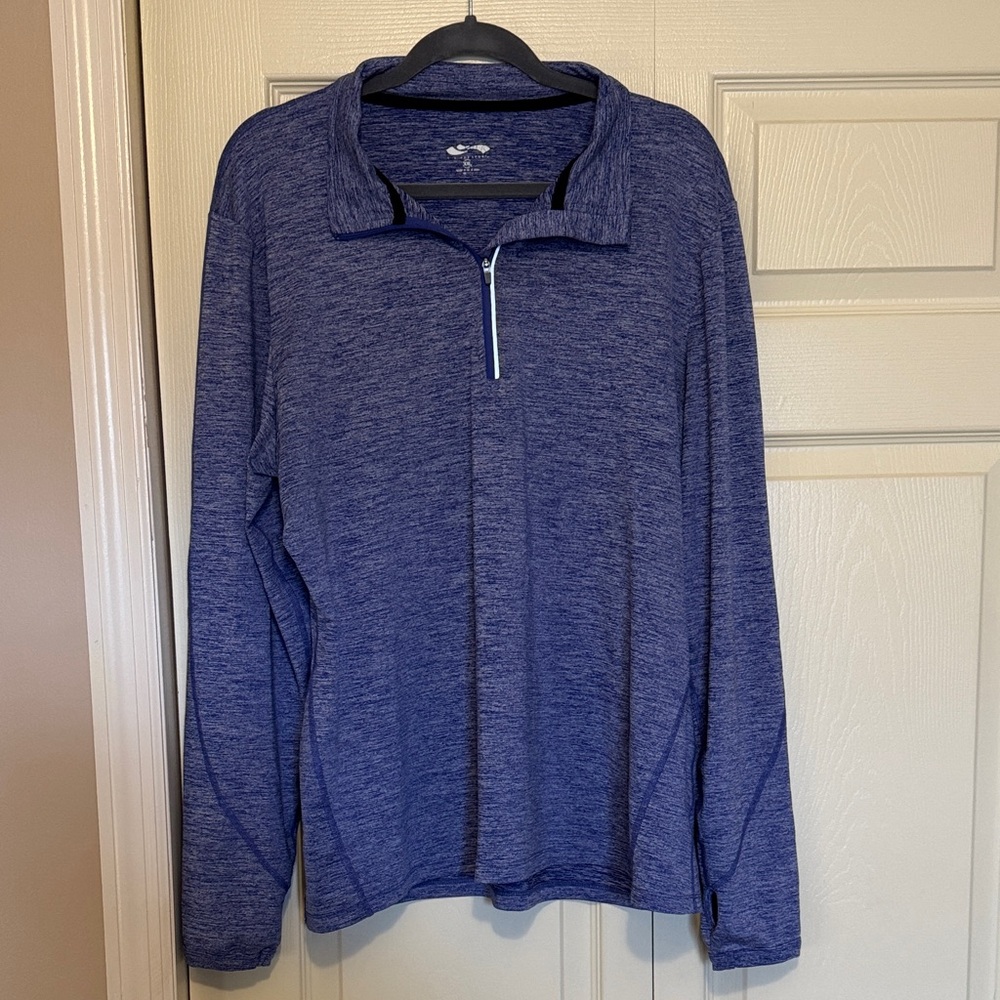 Women's Heathered Navy Quarter-Zip Long Sleeve Pullover
